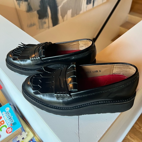 Grenson Juno Tassel Platform Black Leather Loafers - Picture 1 of 5